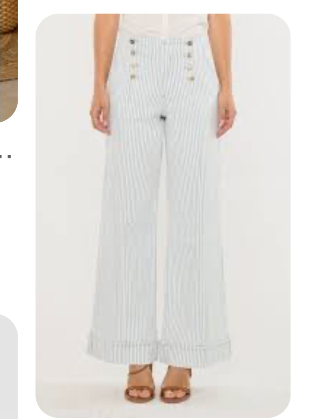 Wide Leg Striped Sailor Pants - Blue & White KanCan Elora Denim Jeans Pearl 24 1